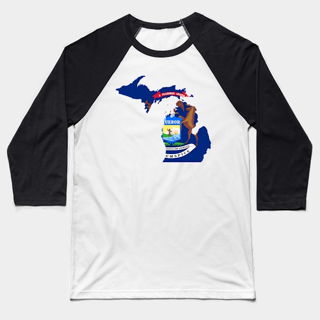 Michigan Flag Baseball T-Shirt by Room Thirty Four